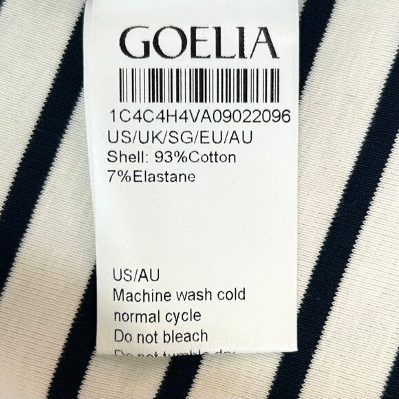 Goelia Navy Stripe Cap Sleeve Crewneck Side Slit Dress NWT - Picture 11 of 11